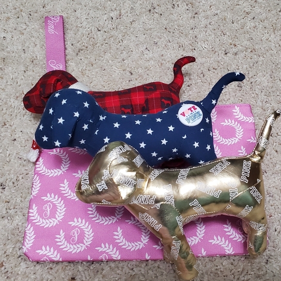 Vs Pink Dogs lot 3 Set With Pouch BAG 4 Piece SET Christmas - Picture 3 of 3